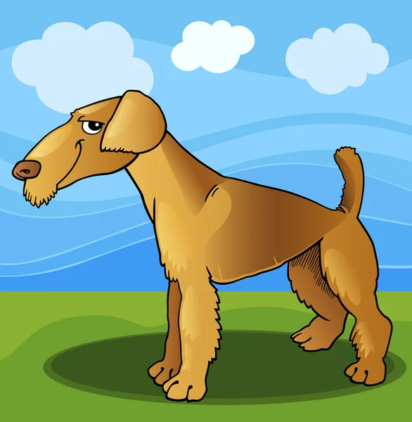 Airedale Terrier Hund Cartoon-Illustration — Stockvektor