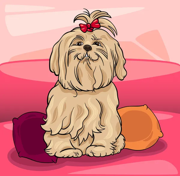 Lindo perro maltés ilustración de dibujos animados — Vector de stock
