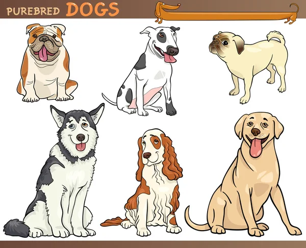 Rasechte honden cartoon afbeelding instellen — Stockvector