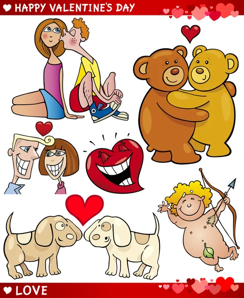 Valentijn cartoon afbeelding liefde set — Stockvector