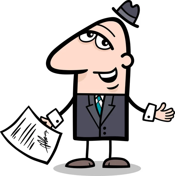 Zakenman met contract cartoon — Stockvector