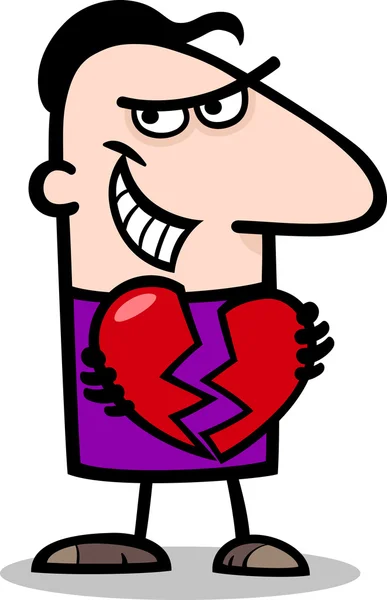 Man breaking heart cartoon illustration — Stock Vector