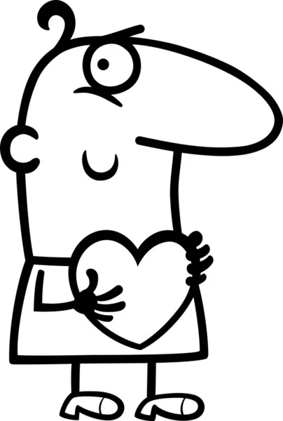 Hombre con ilustración de dibujos animados corazón — Vector de stock