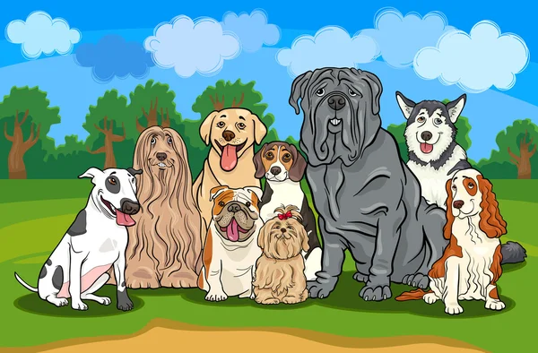 safkan köpekler grup karikatür çizimi