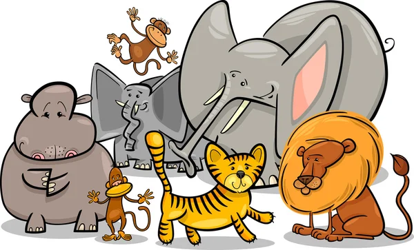Afrikanische Safari wilde Tiere Cartoon-Illustration — Stockvektor