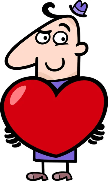 Mann mit Valentine Cartoon-Illustration — Stockvektor