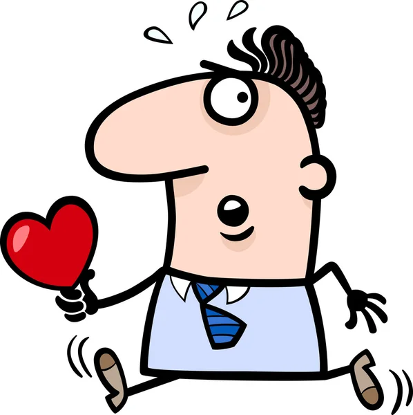 Mann mit Valentinskarte Karikatur — Stockvektor
