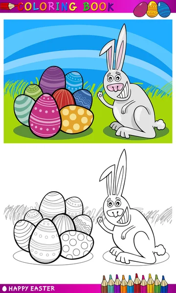 复活节小兔子卡通着色 — 图库矢量图片