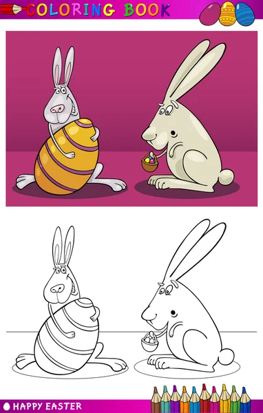 Великодній кролик мультфільм для розмальовки — стоковий вектор