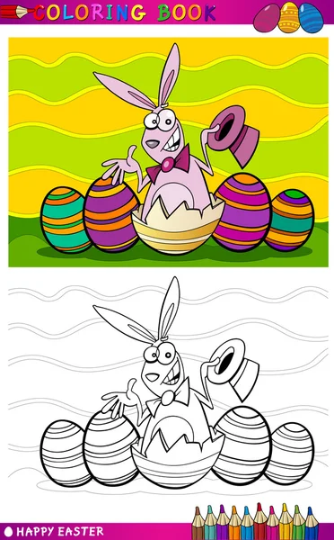 Easter bunny cartoon illustration for coloring — Stock Vector