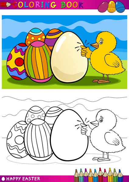 Ostern Küken Cartoon-Illustration für die Färbung — Stockvektor