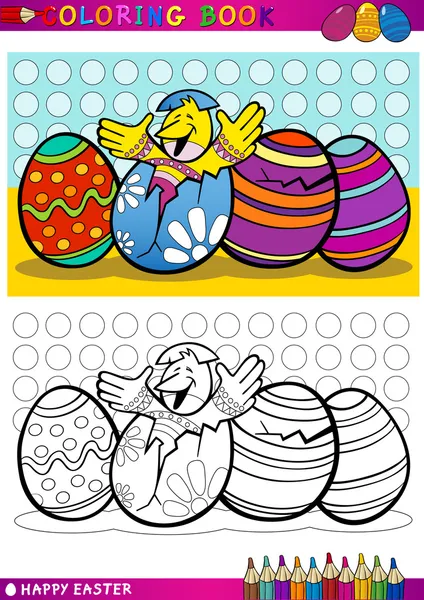 Ilustración de dibujos animados pollito de Pascua para colorear — Vector de stock