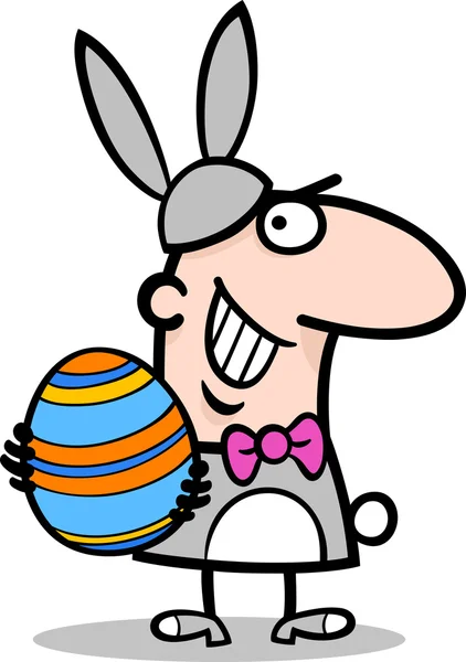 Mannen i easter bunny kostym cartoon — Stock vektor