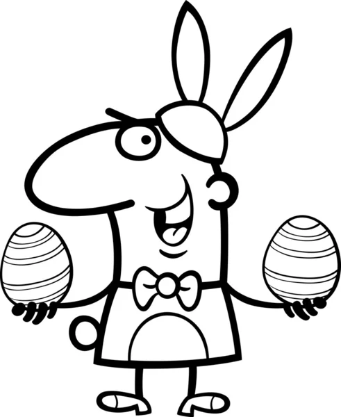 Hombre en traje de conejo de Pascua de dibujos animados — Vector de stock