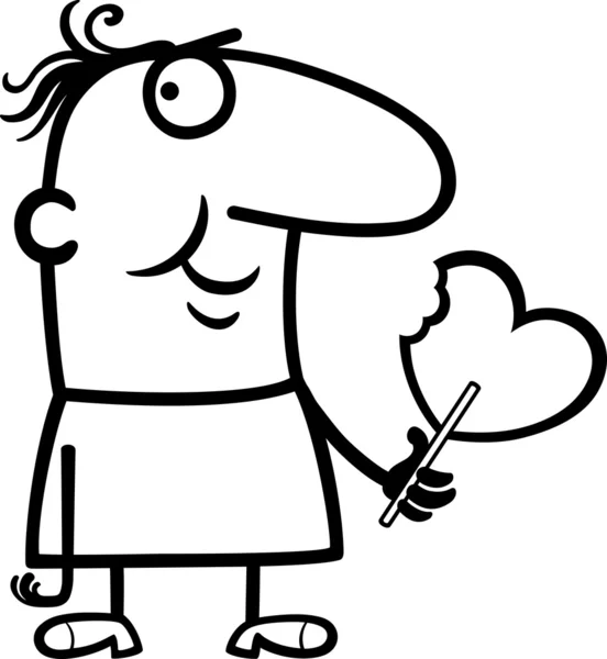 Mann mit valentine herd lutscher cartoon — Stockvektor