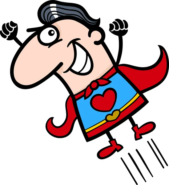 San Valentín superhéroe hombre ilustración de dibujos animados — Vector de stock
