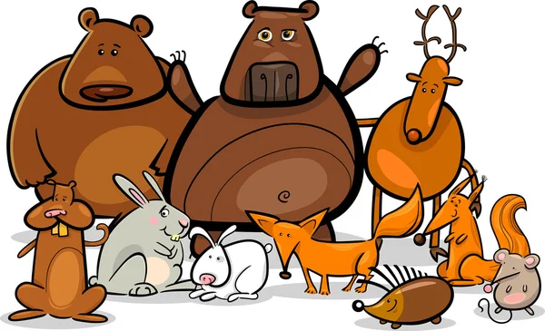 Wild bos dieren groep cartoon afbeelding — Stockvector