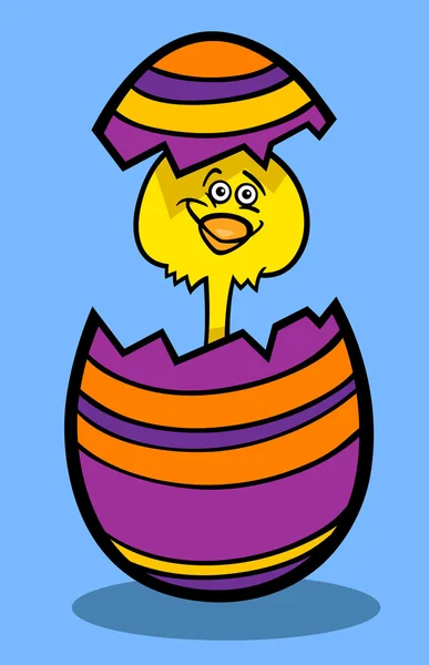 Chick in easter egg cartoon illustration — Stock Vector