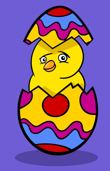 Chicken in easter egg cartoon illustration — Stock Vector