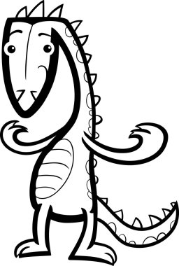 karikatür kertenkele veya dinozor boyama sayfası