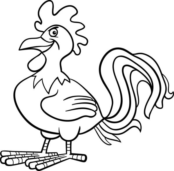 Granja gallo de dibujos animados para colorear libro — Vector de stock
