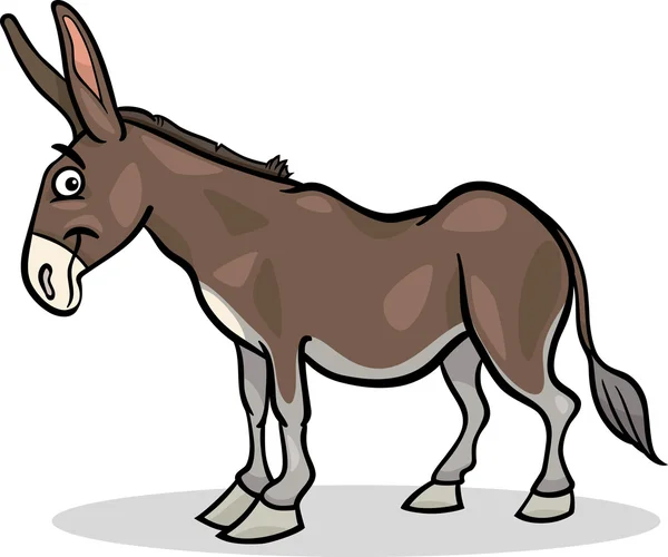 Gambar kartun hewan peternakan keledai - Stok Vektor