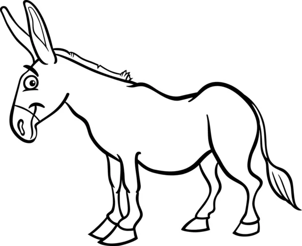 Kartun keledai peternakan untuk buku mewarnai - Stok Vektor