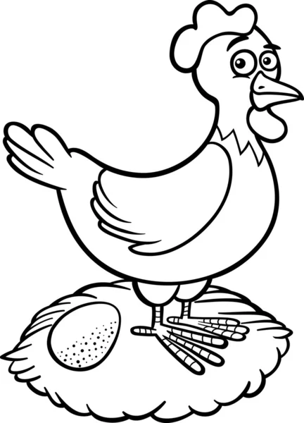 Fattoria gallina cartone animato per libro da colorare — Vettoriale Stock