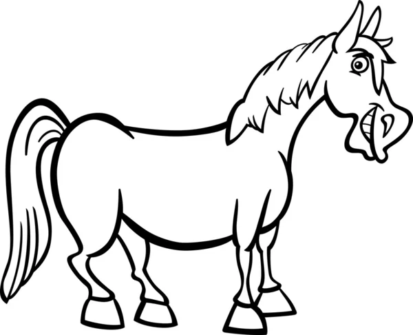 Kartun kuda peternakan untuk buku mewarnai - Stok Vektor