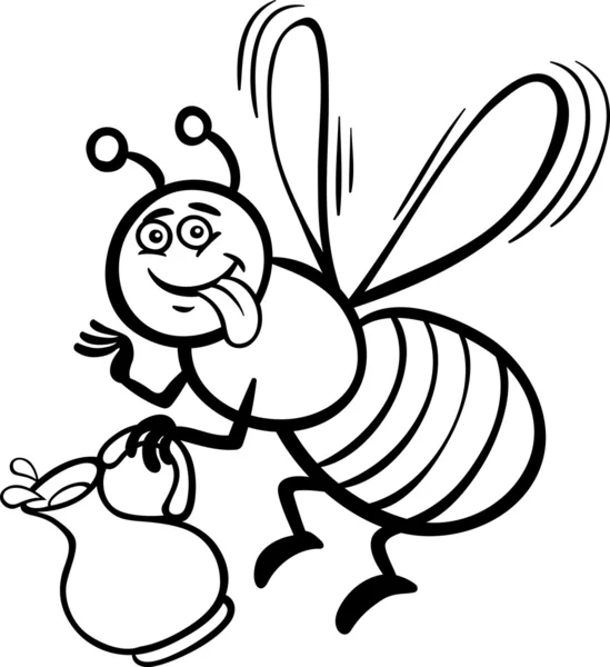 Honey bee cartoon for coloring book — Stock Vector