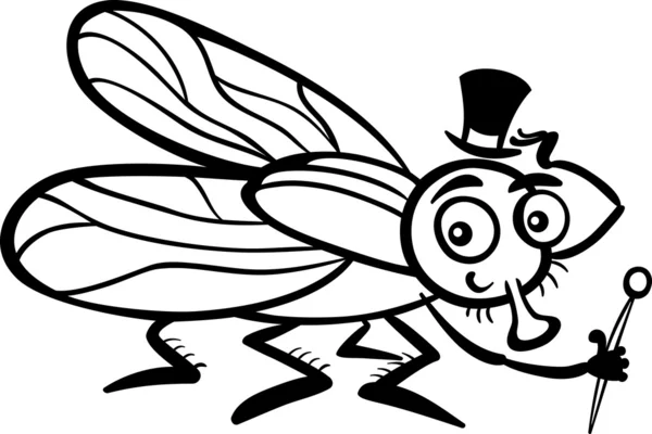 Fumetto della mosca domestica per il libro da colorare — Vettoriale Stock