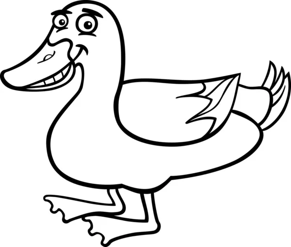 Dibujos animados de pato de granja para colorear libro — Vector de stock