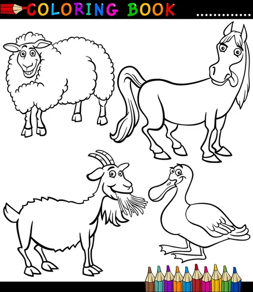 Cartoon Farm Animals for Coloring Book — Stock Vector