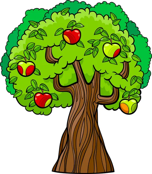 Apple tree tecknad bild — Stock vektor