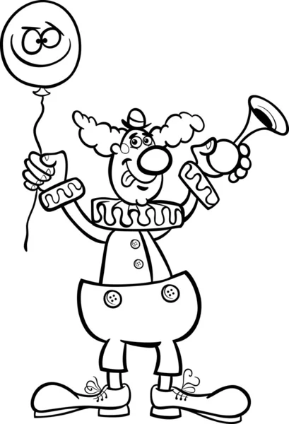 Clown Cartoon Illustration zum Ausmalen — Stockvektor