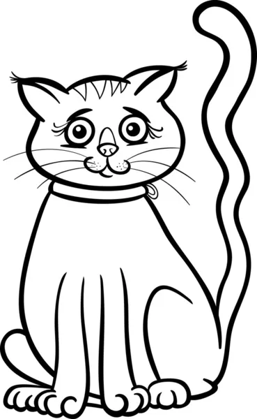 Female cat cartoon for coloring book — Stock Vector