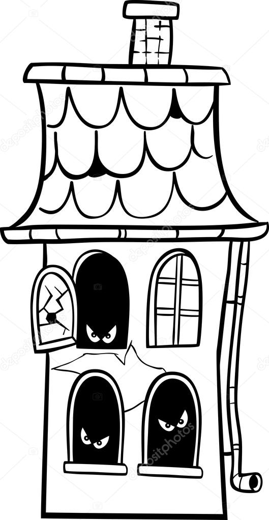haunted house cartoon for coloring