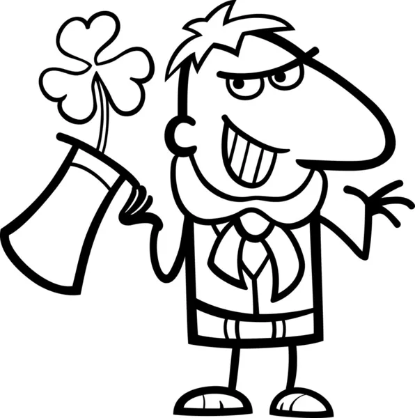 Kobold mit Klee-Karikatur zum Ausmalen — Stockvektor