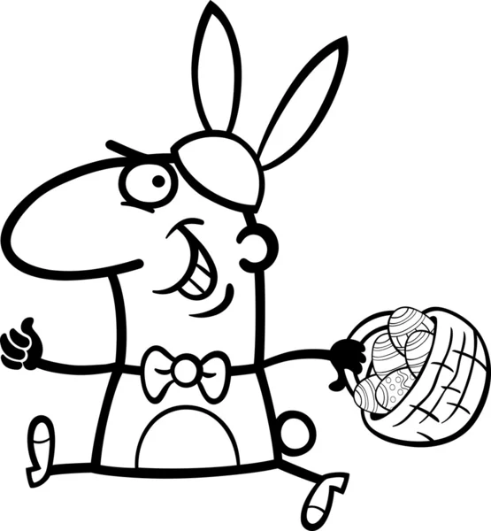 Hombre como conejito de Pascua de dibujos animados para colorear — Vector de stock