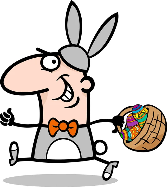 Hombre en traje de conejo de Pascua de dibujos animados — Archivo Imágenes Vectoriales