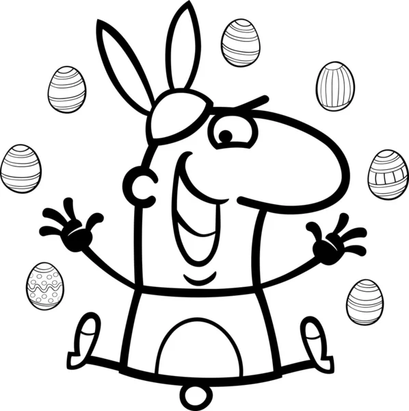 Man als easter bunny cartoon om in te kleuren — Stockvector