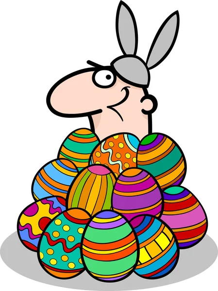 Man in easter bunny costume cartoon — Stock Vector