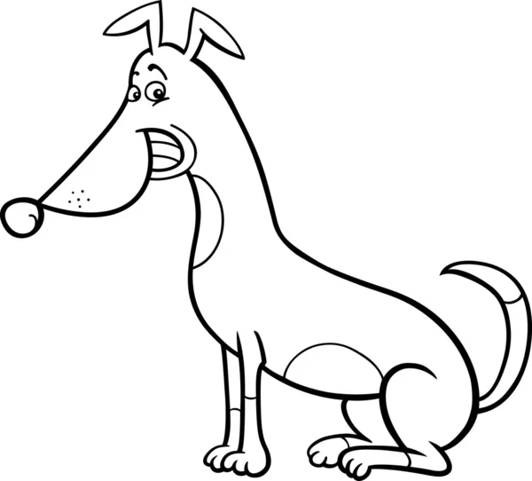 Sentado perro de dibujos animados para colorear libro — Vector de stock