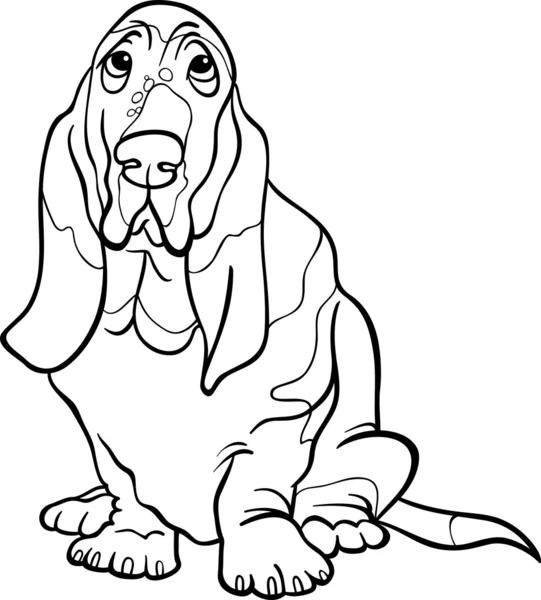 Basset hound perro de dibujos animados para colorear libro — Archivo Imágenes Vectoriales