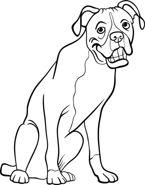 Boxer Hond beeldverhaal voor coloring boek — Stockvector