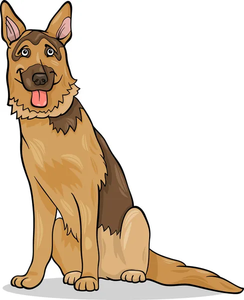 Német juhász kutya rajzfilm illusztráció — Stock Vector