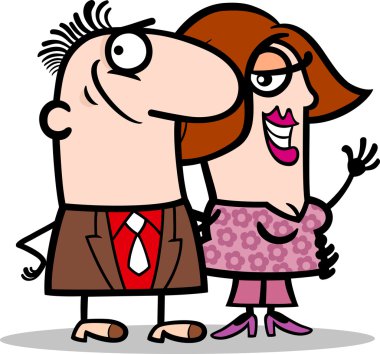 happy man and woman couple cartoon