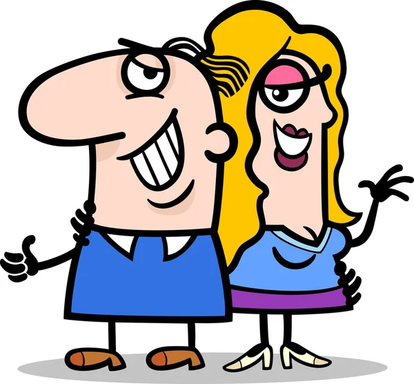 Happy man and woman couple cartoon — Stok Vektör