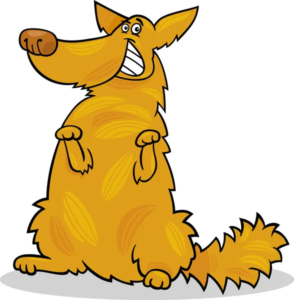 Felice cane in piedi giallo shaggy — Vettoriale Stock