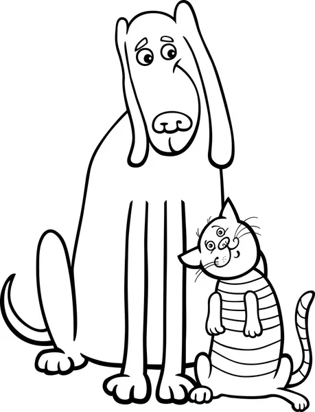 Desenho animado cão e gato para colorir livro — Vetor de Stock